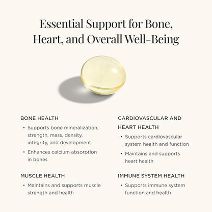 JSHealth Vitamin D3 1000iu Supplement for Healthy Muscle Function, Bone and Heart Health, and Immune Support