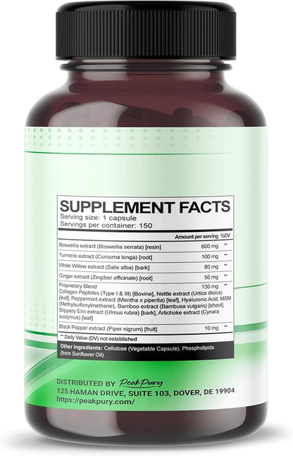 All-in-1 Boswellia, Turmeric, White Willow & Ginger Supplement – Supports Joint Comfort, Flexibility & Digestive Wellness – Made in The USA – 150 Capsules