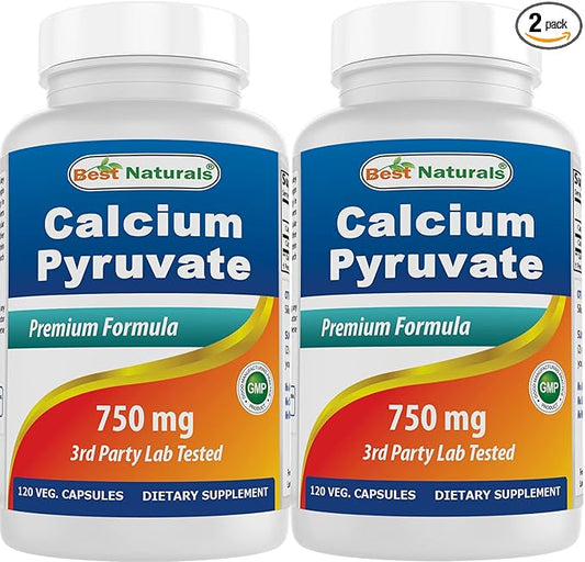 Calcium Pyruvate 750 mg 120 Capsules by Best Naturals (Pack of 2)