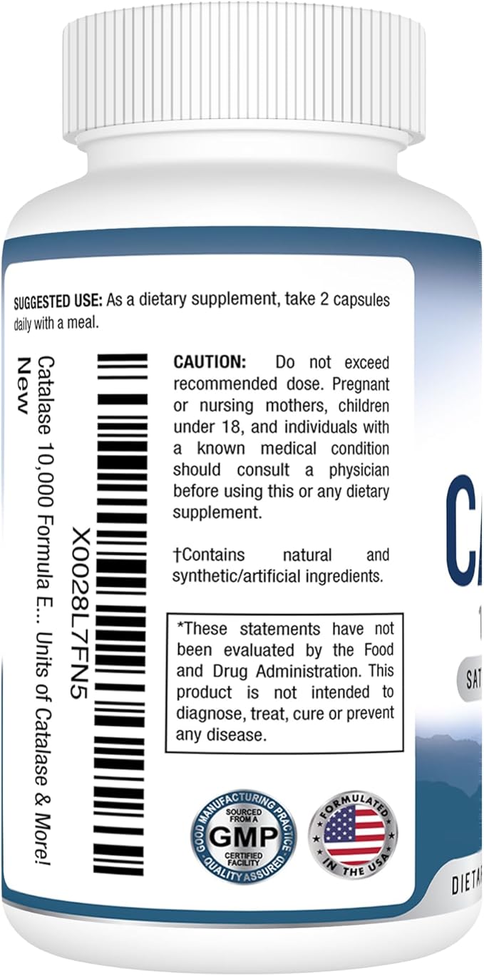 Best Earth Naturals Catalase Supplement 10,000 with Saw Palmetto, Biotin, Fo-Ti, PABA - Hair Supplements for Strong Hair - 60 Capsules