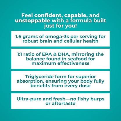 Reignite Wellness by JJ Virgin | Omega Plus | High-Dose Fish Oil Supplement | Supports Cardiovascular System & Joints | EPA & DHA Promotes Memory, Focus & Healthy Response to Stress | 60 Softgels