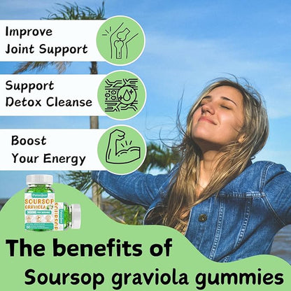 Soursop Graviola Extract 2000 MG | Soursop Leaves Extract | Soursop Gummies Healthy & Soursop Fruit for Adults | Non-GMO | Vegan, Pack of 2