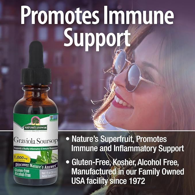 Nature's Answer Graviola Soursop Extract Alcohol Free 1 Ounce Extract