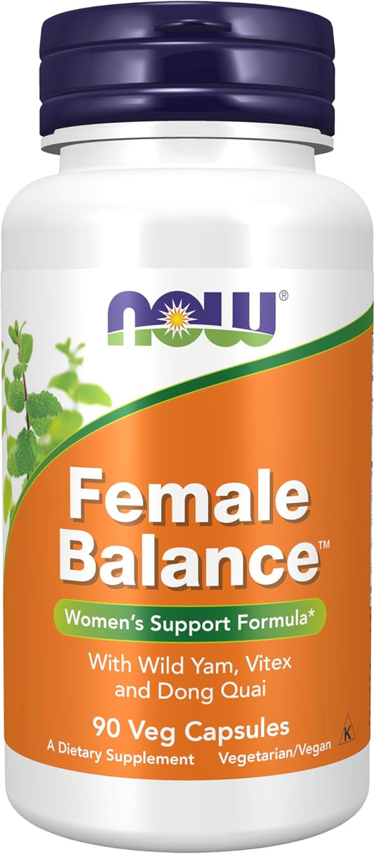 NOW Foods Supplements, Female Balance™ with Wild Yam, Vitex, Dong Quai, GLA, Vitamin B-6 and Folate, 90 Capsules