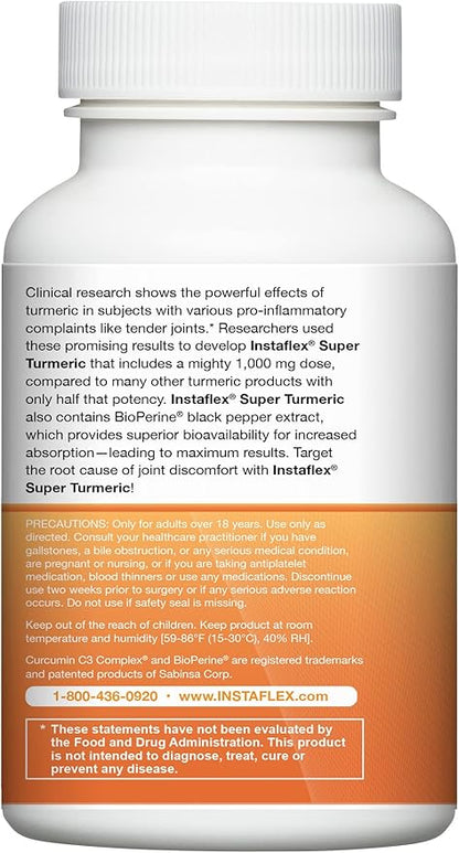 Instaflex Super Turmeric - 1000mg Turmeric Curcumin with BioPerine, Black Pepper Extract, 95% Curcuminoids, 30 Count