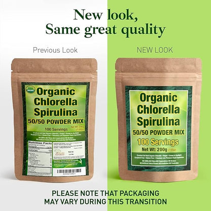 Good Natured Organic Spirulina and Chlorella Powder 50/50 Mix - 3 Month Supply - Vegan & Non-GMO Chlorella and Spirulina Powder