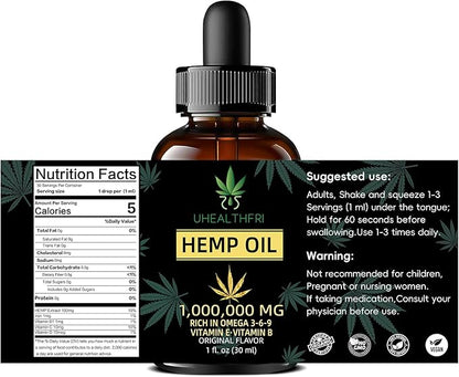 Hemp Oil, Pure Organic Hemp Seed Oil Drops, Non-GMO, Vegan Hemp Extract Oil Tincture with Omega 3, 6, 9 of 4 Pack