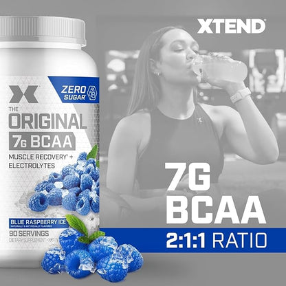 XTEND Original BCAA Powder 7g BCAA and 2.5g L-Glutamine, Sugar Free Post Workout Muscle Recovery Drink with Amino Acids for Men & Women, 90 Servings