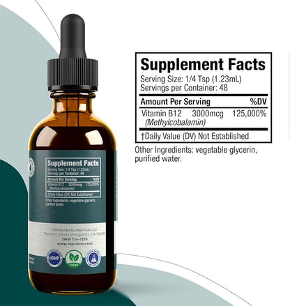 Essential B-12 Liquid B12, Supports Energy and a Healthy Nervous System - Convenient Liquid Dropper Absorbs Fast & Tastes Great