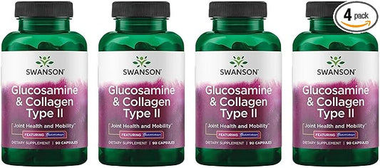 Swanson Glucosamine & Collagen Type II - Featuring BioCell Collagen 90 Capsules (4 Pack)