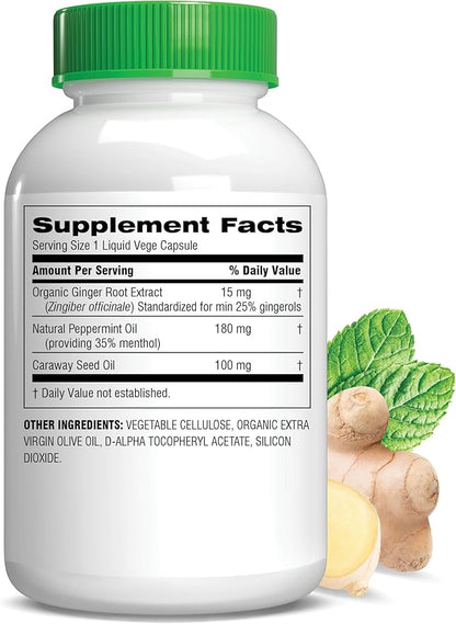 Botanic Choice Herbal Gas & Bloating Formula – Natural Digestive Support with Ginger, Peppermint & Caraway – 30 Vege Capsules