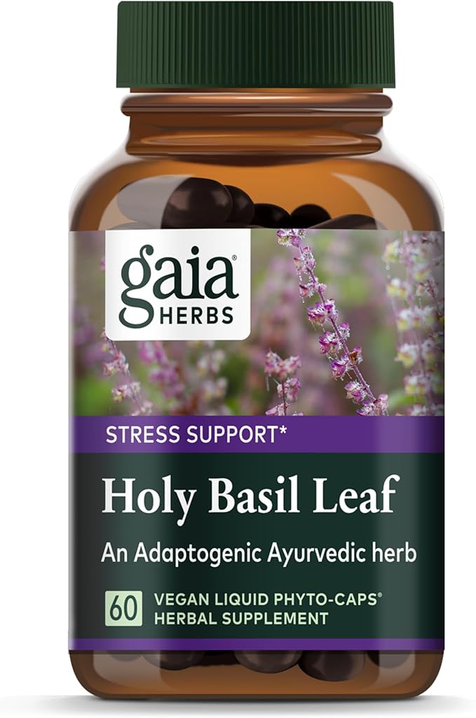 Gaia Herbs Holy Basil Leaf - Helps Sustain a Positive Outlook and Balance in Times of Stress - an Adaptogenic Ayurvedic Herb - 60 Vegan Liquid Phyto-Capsules (30-Day Supply)
