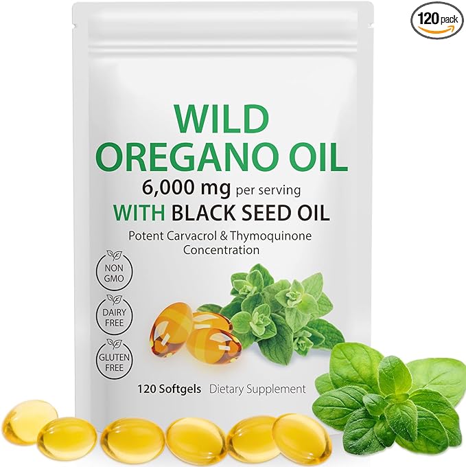 Oil of Oregano with Black Seed Oil, Organic Oregano Oil Softgels,Oregano Oil Capsules Organic,Non-GMO, Gluten Free,120