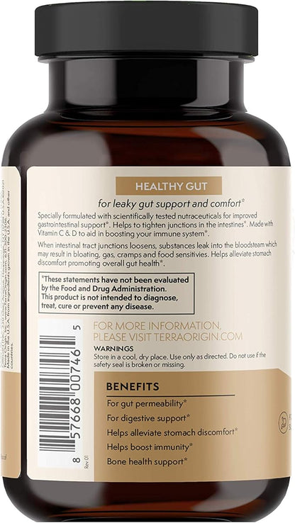 TERRA ORIGIN Healthy Gut Capsules with Immunity Boost | 90 Capsules | Non GMO, Gluten Free, Dairy Free | Digestive Support for Men and Women