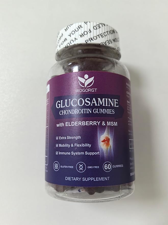 Glucosamine Chondroitin Gummies with MSM & Elderberry - 1500mg Glucosamine Chondroitin Gummies Supplement for Flexibility and Immune Support for Men & Women, 60 Gummies (2 Pack)