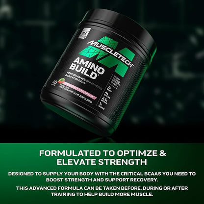 MuscleTech BCAA Powder for Men & Women, Strawberry Watermelon - Amino Acids Nutritional Supplement with Electrolytes for Energy, Muscle Gain & Recovery - Sugar-Free Gym Pre-Workout - 40 Servings