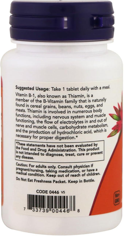 NOW Vitamin B-1 (thiamine) 100mg, 100 Tablets (Pack of 4)