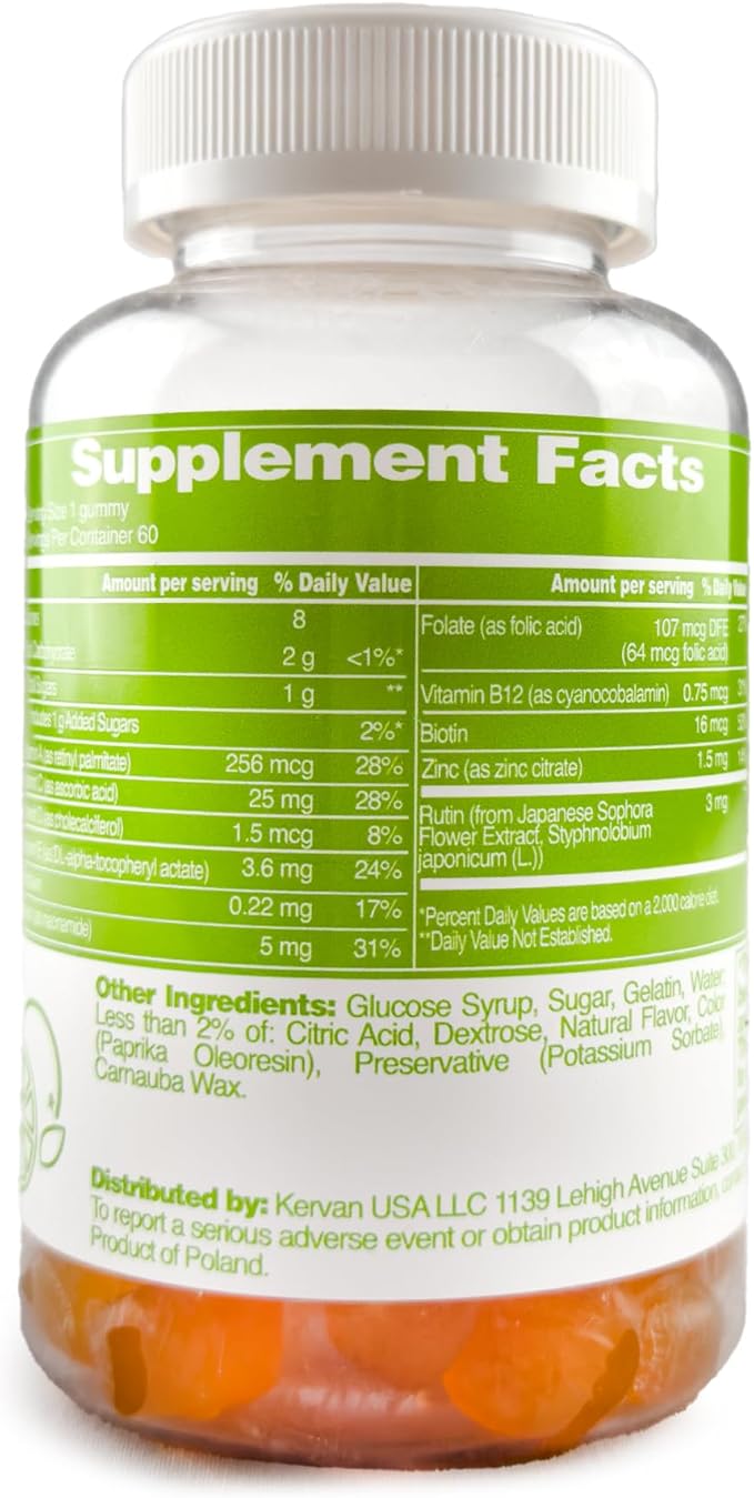 Kids Immunity Gummy - Dietary Supplement with Vitamins for Kids & Children - Chewable Multivitamin Booster Gummies with B12, Zinc, Vitamin C, D, E, A - Gluten Free & Halal - 60 Gummies (5.3 oz)