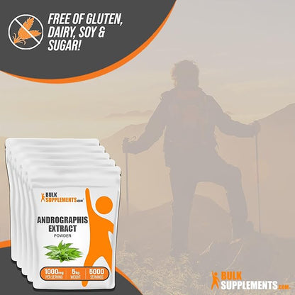 BulkSupplements.com Andrographis Extract Powder - Andrographis Paniculata, Herbal Supplement, Andrographis Powder - Gluten Free, 1000mg per Serving, 5kg (11 lbs)