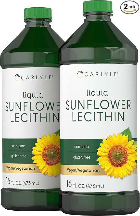 Carlyle Sunflower Lecithin Liquid | 16 oz | 2 Pack | Vegan, Vegetarian, Non-GMO, Soy Free, Gluten Free