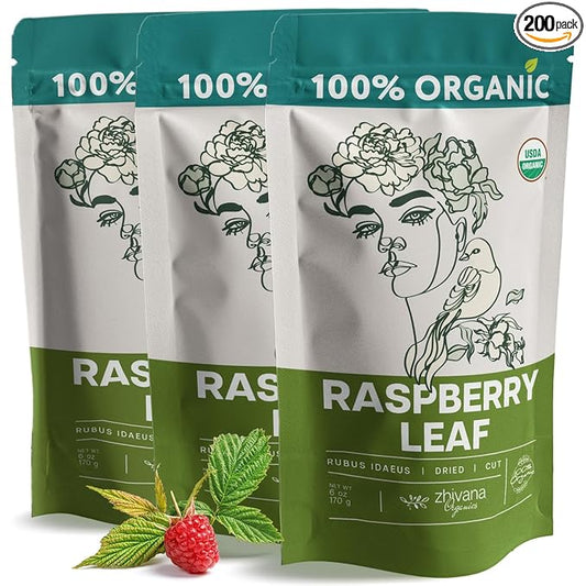 Organic Raspberry Leaf Tea (PACK of 3) - Red Raspberry Leaves for PMS Symptoms, Hormone Balance, Menstural Cramps - Womens Health Support