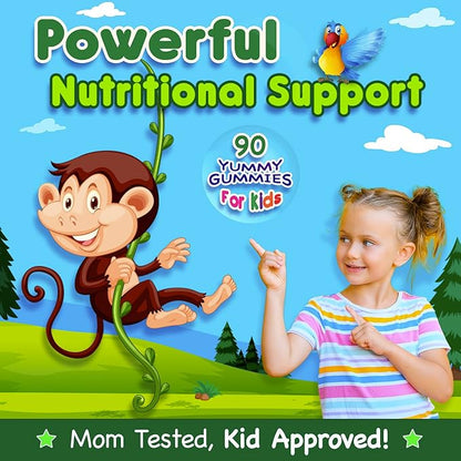 Infusions Super Green Gummies for Kids 90 Count Superfood Booster Soft and Delicious 8 Powerful Blends Vegan Friendly Gluten Free & Non-GMO