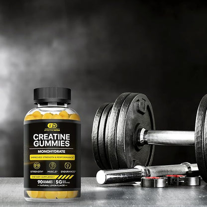 Creatine Monohydrate Gummies 5g - Vegan Creatine Gummies for Men & Women - Creatine Chews for Strength, Muscle, Energy, Endurance - Natural Lemon Flavor (2-Pack)