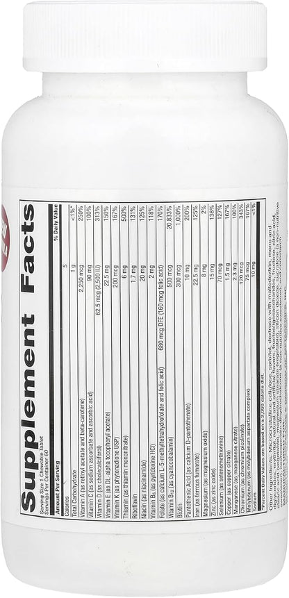 Bariatric Advantage Chewable High ADEK with Iron - for Bariatric Patients - High Potency Vitamin A, D, E & K - Includes B-Vitamins - Chewable Multivitamins - Tropical Fruit - 60 Tablets