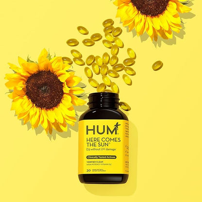 HUM Here Comes The Sun - Immune Supplement with Vitamin D & Calcium for a Healthy Immune System - Supports Radiant Skin, Mood + Bone Health (30-Count)