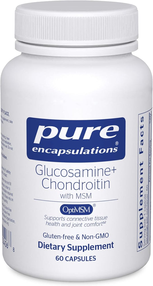 Pure Encapsulations Glucosamine Chondroitin with MSM - Supports Joint Health & Normal Cartilage Formation* - Maintains Enzyme Activity - Gluten-Free & Non-GMO - 60 Capsules