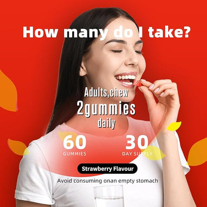 Magnesium Glycinate Gummies 1000mg - for Adults Magnesium Potassium Supplement with Vitamin D, B6, CoQ10 for Calm Mood & Sleep Support - 60 Strawberry Gummies -1 Pack