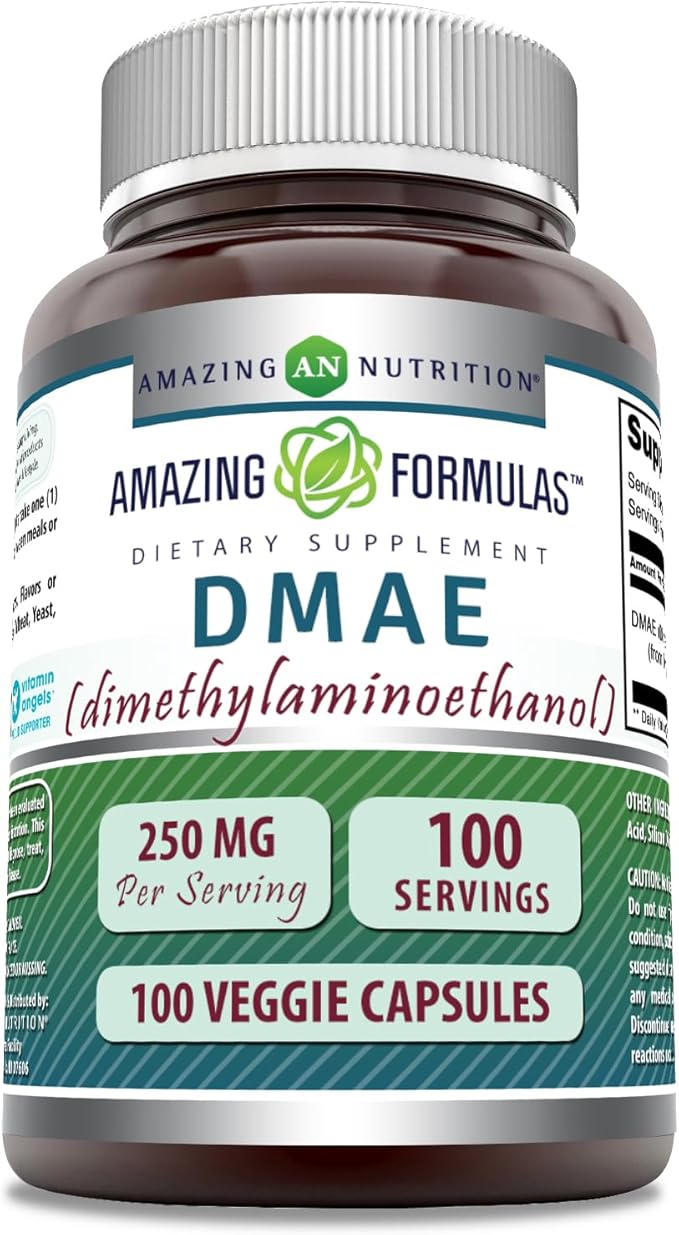 Amazing Formulas DMAE Supplement | 250 Mg Per Serving | 200 Veggie Capsules | Non-GMO | Gluten Free | Made in USA