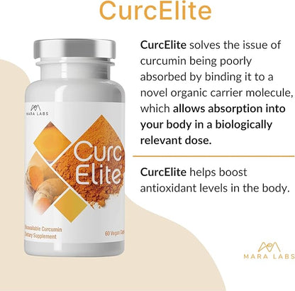 Mara Labs CurcElite Curcumin | Turmeric Extract 95% Curcuminoids | Vegan, No Fillers, and Non-GMO | 60 Vegan Capsules
