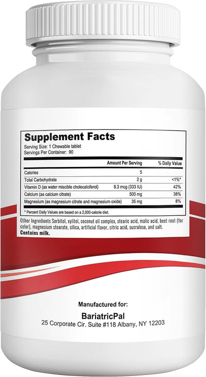 BariatricPal Calcium Citrate 500mg Chewable Tablets - 2-Flavor Variety Pack