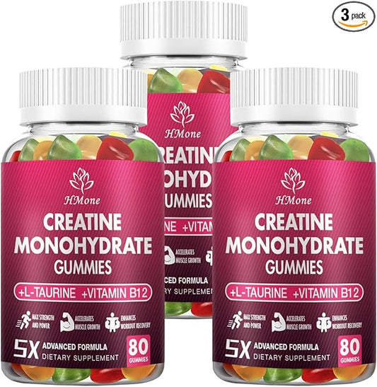 Creatine Monohydrate Gummies - 5g for Men & Women, 240 Count and Creatine Chewable Supplements for Muscle Gain, Muscle Strength, Energy Boost, and Muscle Builder, Sugar Free, Vegan