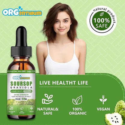 Soursop Graviola Liquid Drops - Soursop Leaf Fruit Sea Moss Extract for Cell Support & Regeneration, Immunity, Liver, Sleep & Antioxidant - Soursop Bitters Liquid, Herbal Goodness, 2 Fl Oz