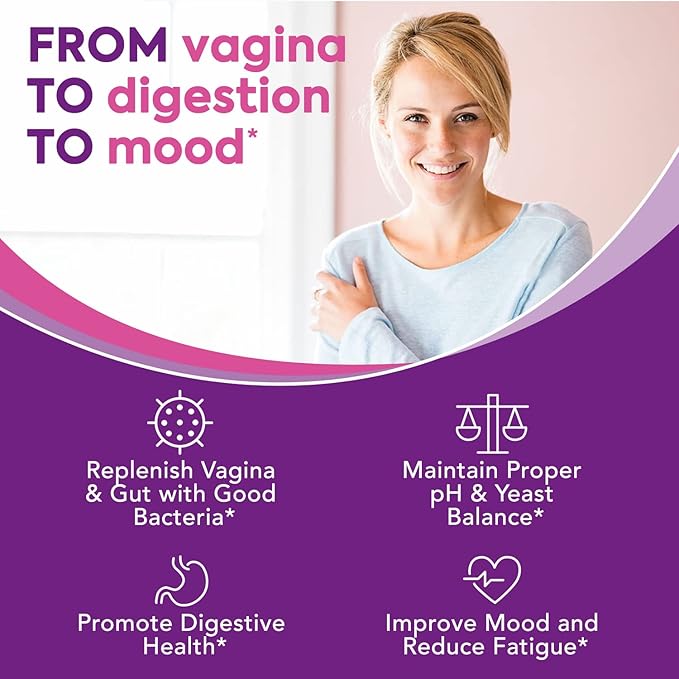 Women's Probiotic, 200 Billion CFU, Prebiotics + Digestive Enzymes + Cranberry, Complete Vaginal & Urinary Tract Health, Maintain pH & Yeast Balance, 60 Caps