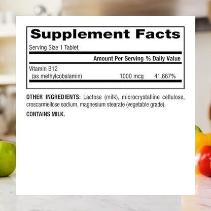 Webber Naturals Vitamin B12 1000 mcg, 150 Count, Fast Dissolve Tablets, Vitamin Supplement Support for Energy Metabolism, Immune and Heart Health, Vegetarian Formula, 150 Day Supply