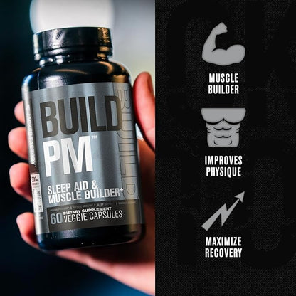 Jacked Factory Build PM Night Time Muscle Builder & Sleep Aid (60 Capsules) & Essentials Muscle Builder - Daily Strength Builder for Men with Peak ATP (30 Capsules)