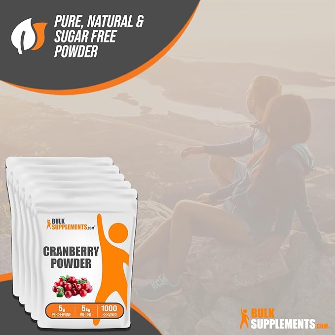 BulkSupplements.com Cranberry Powder - Cranberry Supplements for Women & Men, Dried Cranberries Unsweetened - for Urinary Tract Health, Gluten Free & Sugar Free, 5g per Serving, 5kg