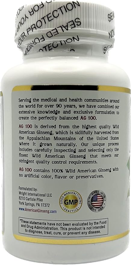 AG 100-100% Pure Wild American Ginseng Capsules