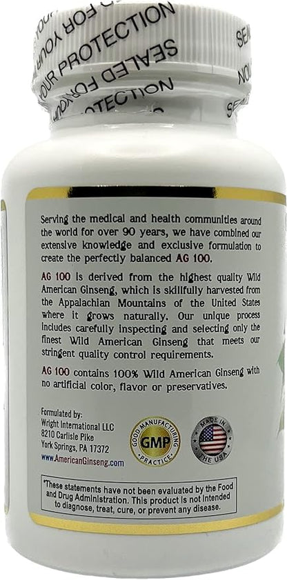 AG 100-100% Pure Wild American Ginseng Capsules