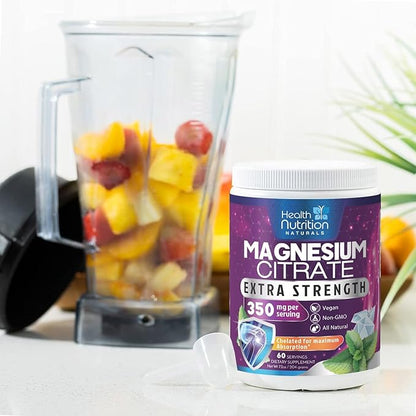 Magnesium Powder Supplement with Magnesium Citrate & Aquamin Magnesium - Magnesium Citrate Powder Drink Mix Unflavored - Bone, Heart & Muscle Support, Sugar Free, Gluten Free, Vegan - 60 Servings