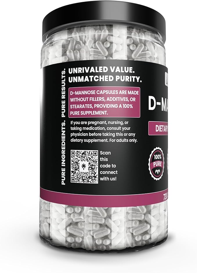 PURE ORIGINAL INGREDIENTS D-Mannose (730 Capsules) No Magnesium Or Rice Fillers, Always Pure, Lab Verified