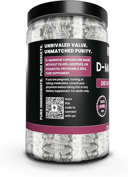 PURE ORIGINAL INGREDIENTS D-Mannose (730 Capsules) No Magnesium Or Rice Fillers, Always Pure, Lab Verified