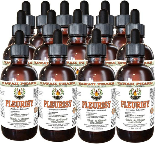 Pleurisy Root Alcohol-Free Liquid Extract, Pleurisy Root (Asclepius tuberosa) Dried Root Glycerite Natural Herbal Supplement, Hawaii Pharm, USA 15x4 fl.oz