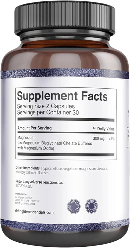Dr. Brighten Magnesium Plus (as Magnesium Bi-glyncinate) - Beneficial in Maintaining a Healthy Mood, Sleep, Hormone Balance and Reducing Symptoms of PMS and Menstrual Cramps