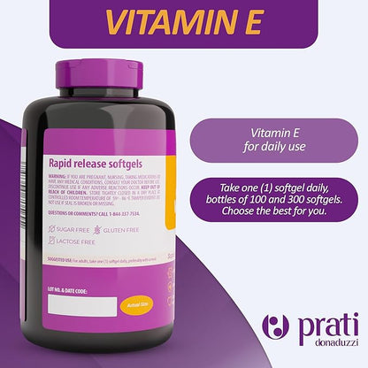 Vitamin E 400 IU – 100 Softgels – Strengthens The Defense System, Combats Free Radicals, and Promotes Healthy Aging – for Adults