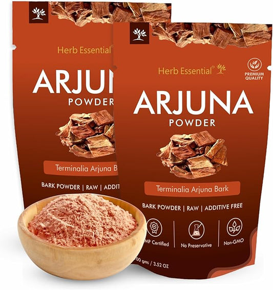 7.05 Ounce Arjuna Powder, Terminalia Arjuna Bark Supplement for Wellness, Polvo de corteza de Arjuna, No Preservatives, Vegan and GMP Certified- 3.52 Ounce (100g Pack of 2)