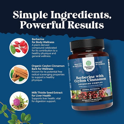 Balancing Berberine Plus 1200mg Per Serving Complex - Antioxidant Berberine with Ceylon Cinnamon Capsules Plus Silymarin Milk Thistle Extract - Active PK for Heart Health Support 90 Capsules